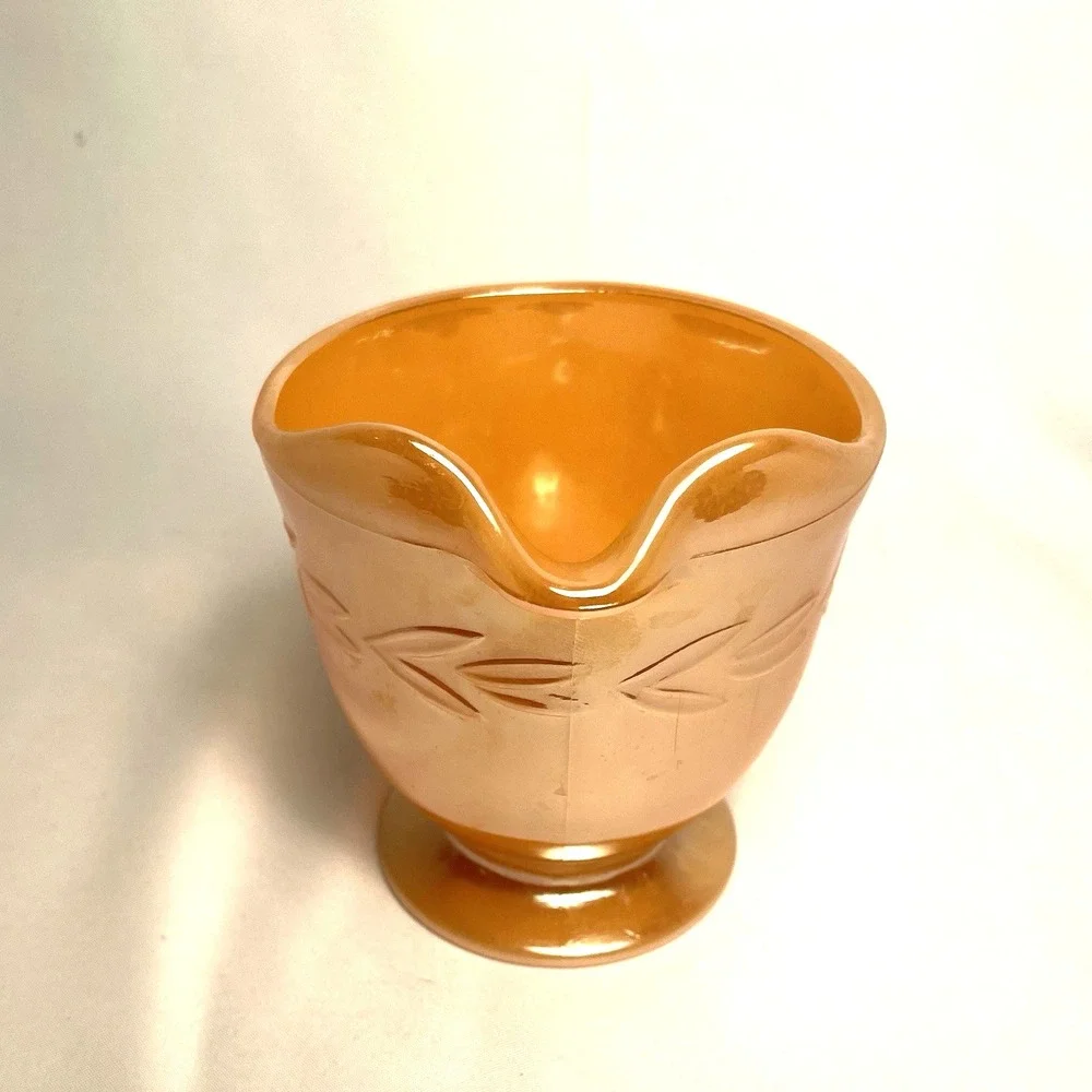 Vtg FireKing Peach Sheaves of Wheat Luster Sugar/Creamer OvenWare Anchor Hocking